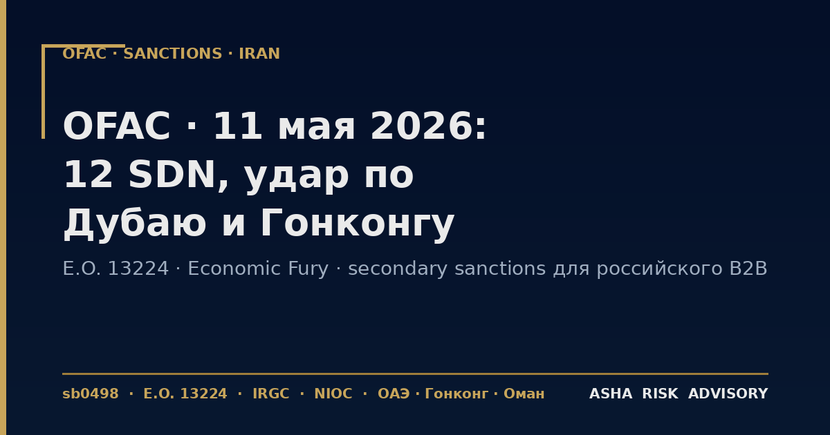 Санкции США против иранской нефтяной инфраструктуры, 11 мая 2026 — Дубай и Гонконг в центре пакета