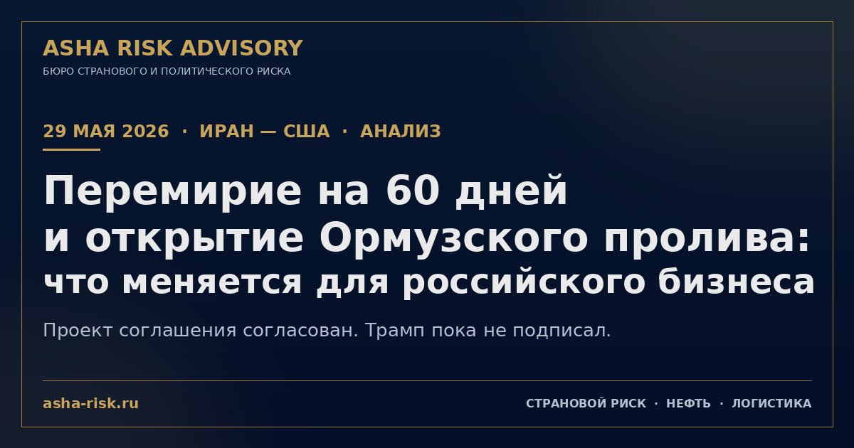 Перемирие США-Иран на 60 дней и открытие Ормузского пролива: что меняется для российского бизнеса
